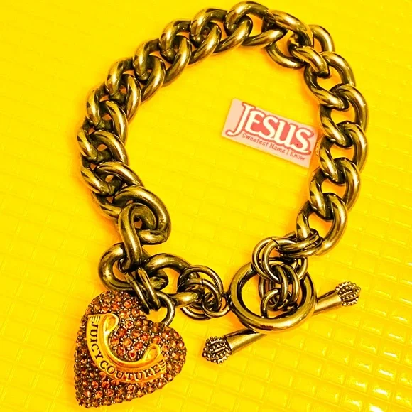 💰SOLD💰NWOT Juicy Couture Gunmetal tone Heart charm Bracelet - Picture 8 of 8